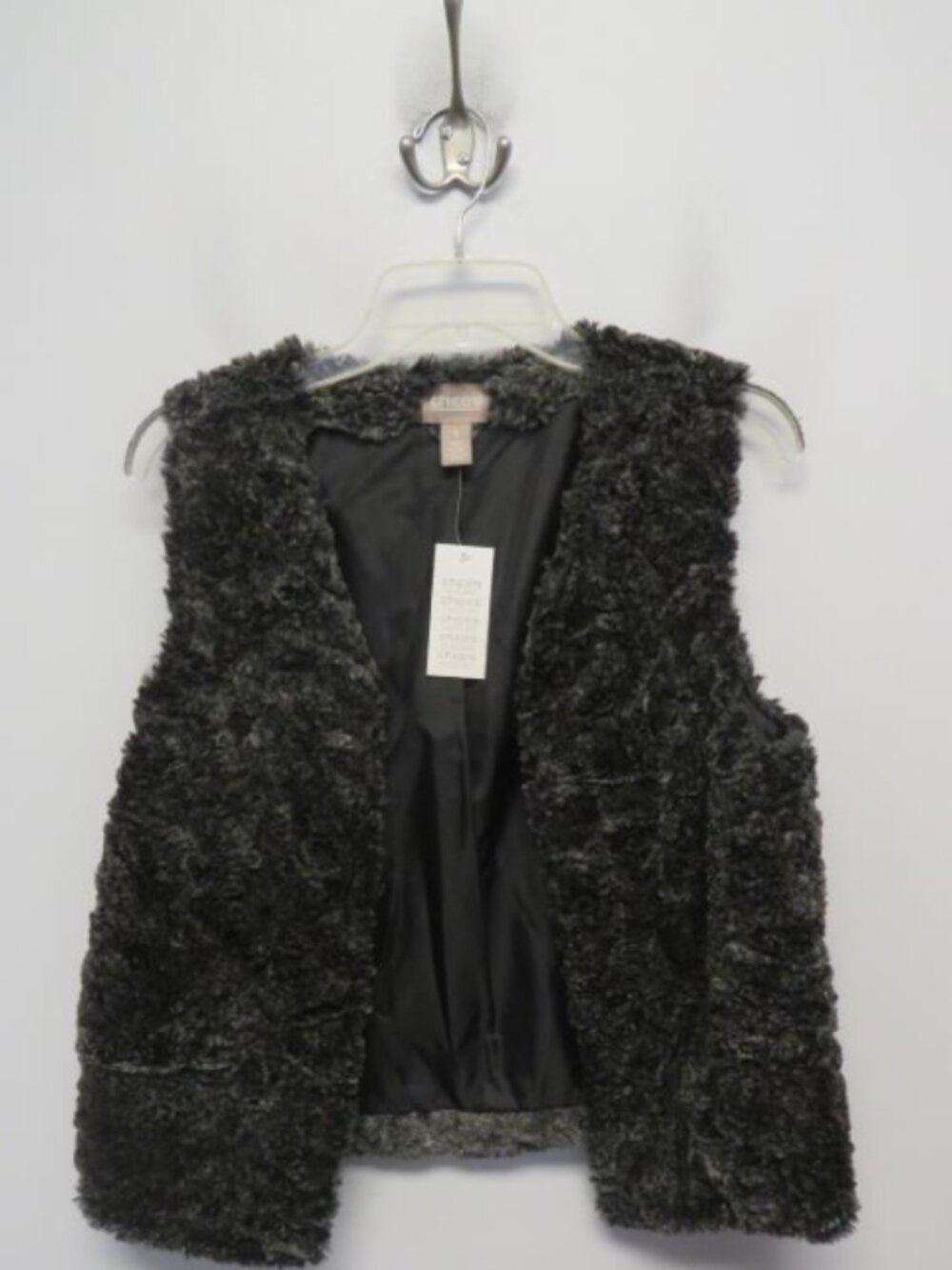 Chico’s Furmazing Nadia Faux Fur Vest Size 1 Moonlight Gray NWT